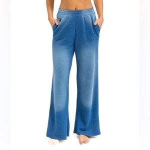 Aviator Nation Essential Wide Leg Pocket Sweatpants - Faded Water